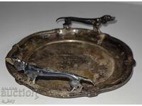 TAVĂ/FARFURIE MICĂ METALICĂ MASIVĂ, MARCATĂ, CÂINI, CÂINE