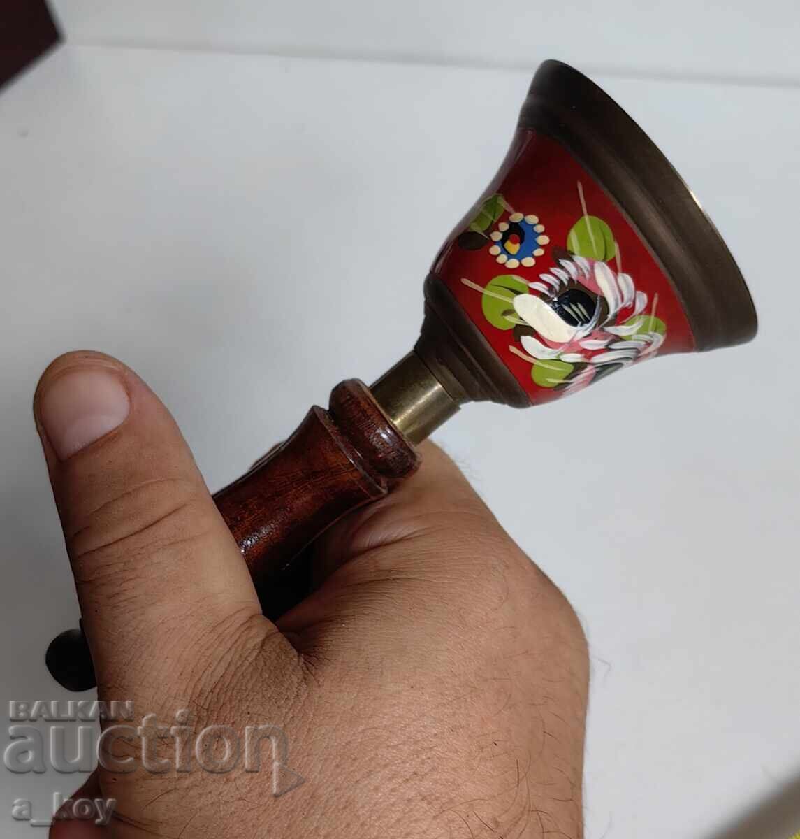 Auction  BEAUTIFUL HAND-PAINTED BELL METAL AND WOOD