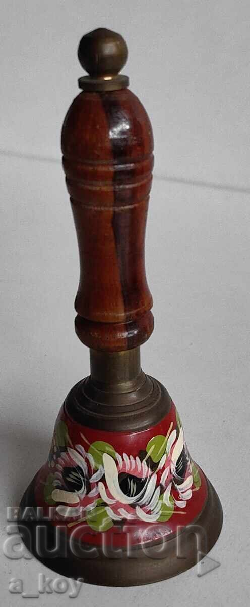 BEAUTIFUL HAND-PAINTED BELL METAL AND WOOD - 7