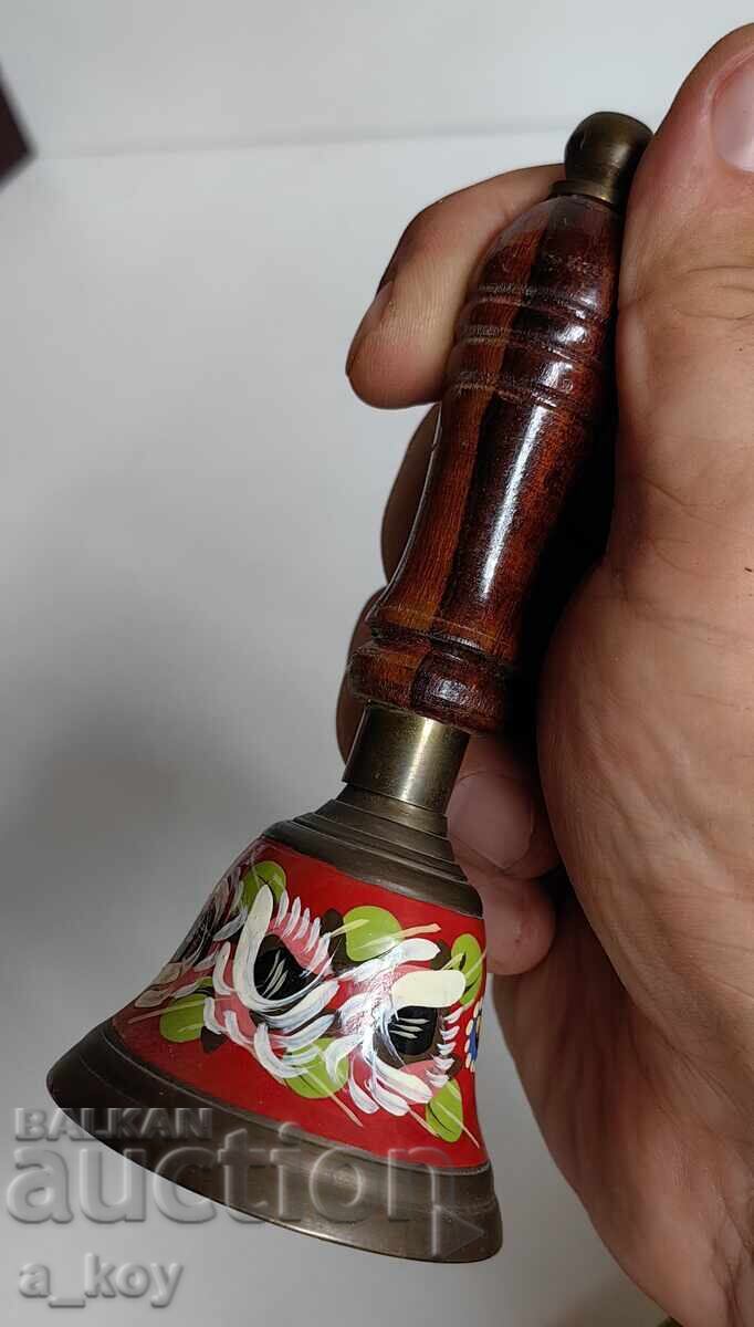 BEAUTIFUL HAND-PAINTED BELL METAL AND WOOD