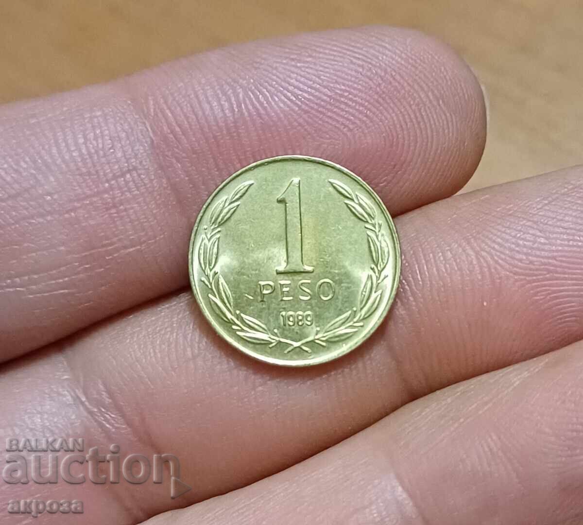 1 πέσο Χιλής μη κυκλοφορημένο 1989 με τιμή 3.21 BGN | € 1.64