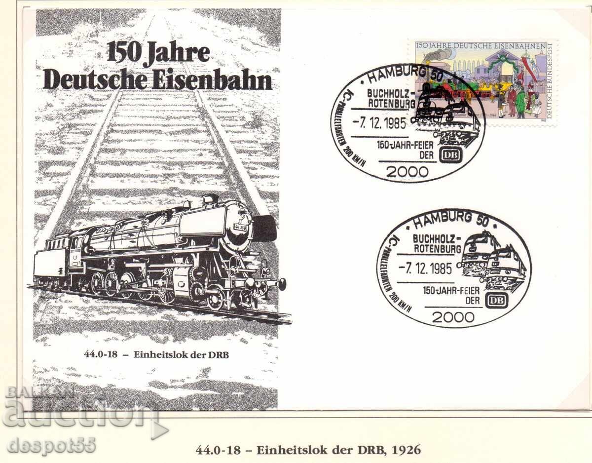 1985. Δυτική Γερμανία. 150η Επέτειος των Γερμανικών Σιδηροδρόμων - Φάκελος