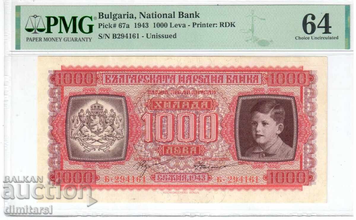 1000 Leva 1943 PMG 64