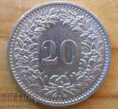 20 centimes (rapene) 1969 - Switzerland 20 centimes (rapene) 1969 - Switzerland