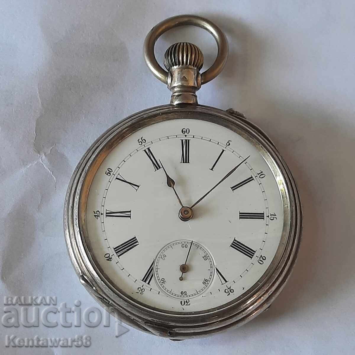 Ceas de buzunar rar din argint - funcțional