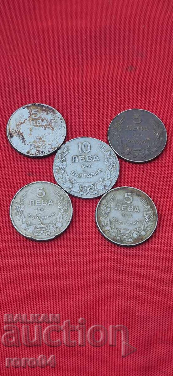 5 - 10 ЛЕВА - 5 БРОЯ с цена 10.00 лв. | € 5.11