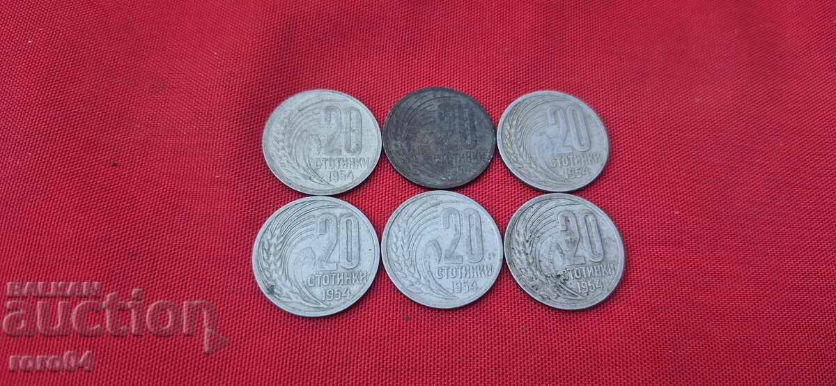 20 STOTINKI 1954 - 6 PIECES