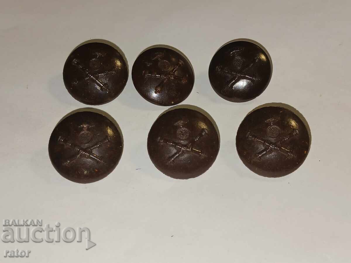 АРТИЛЕРИЙСКИ бакелитови копчета Царство България -6 броя с цена 17.99 лв. | € 9.20