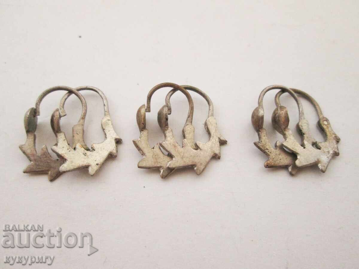 3 sets of old women's earrings, cut jewelry, costume