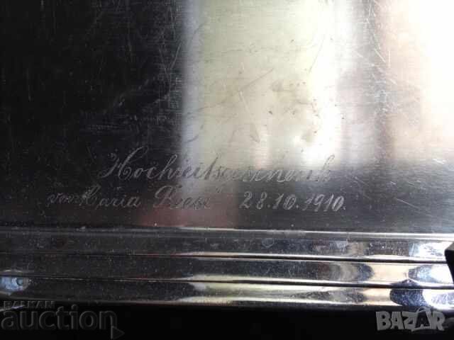 Old silver-plated tray from 1905