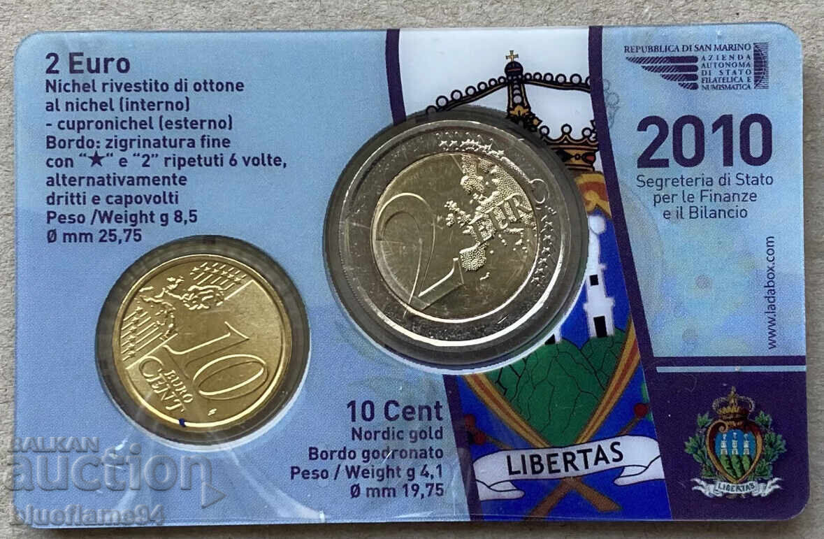 Κάρτα νομισμάτων Άγιος Μαρίνος 2010 με τιμή 18.00 BGN | € 9.20 Κάρτα νομισμάτων Άγιος Μαρίνος 2010 με τιμή 18.00 BGN | € 9.20