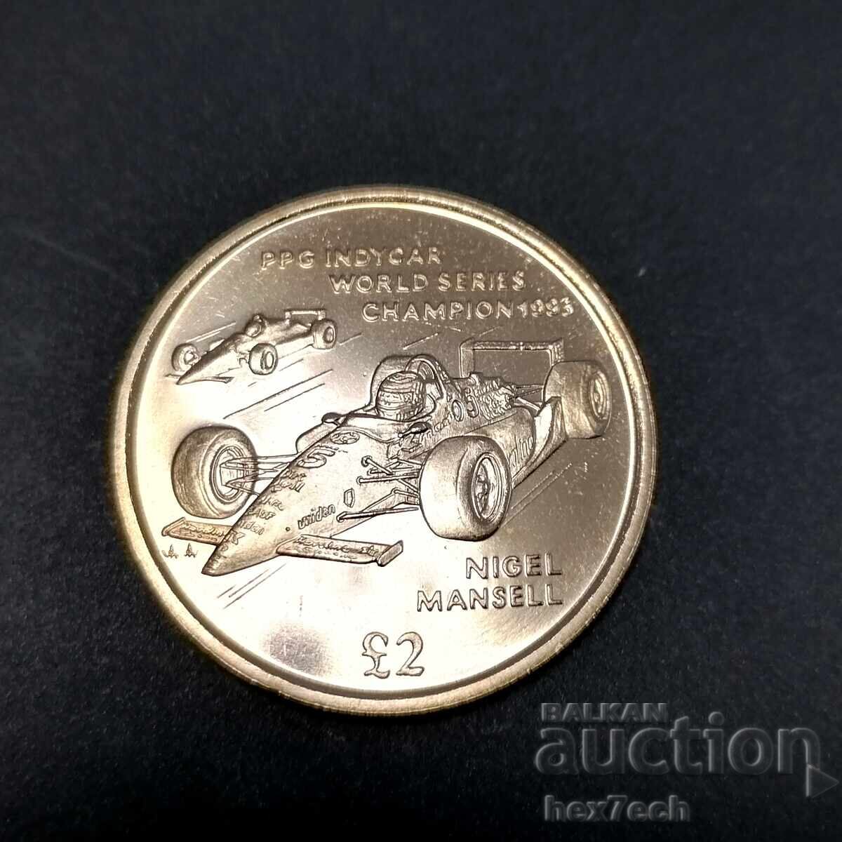 ❤️ ⭐ Остров Ман 1994 2 паунда Индикар рядка монета ⭐ ❤️ ❤️ ⭐ Остров Ман 1994 2 паунда Индикар рядка монета ⭐ ❤️