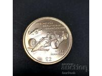 ❤️ ⭐ Insula Man 1994 2 lire sterline IndyCar monedă rară ⭐ ❤️