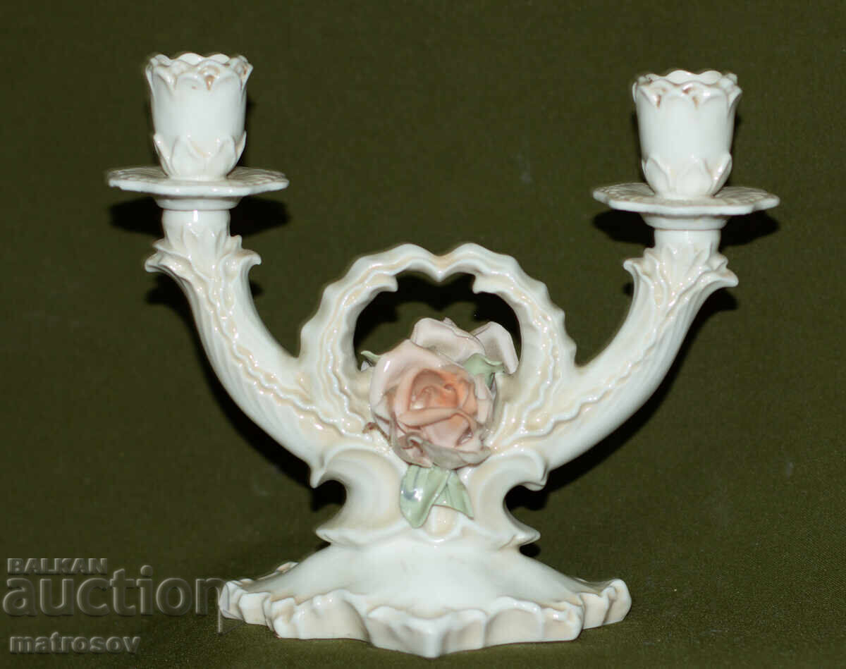 Παράδοση Γερμανικό πορσελάνινο κηροπήγιο με floral μοτίβα