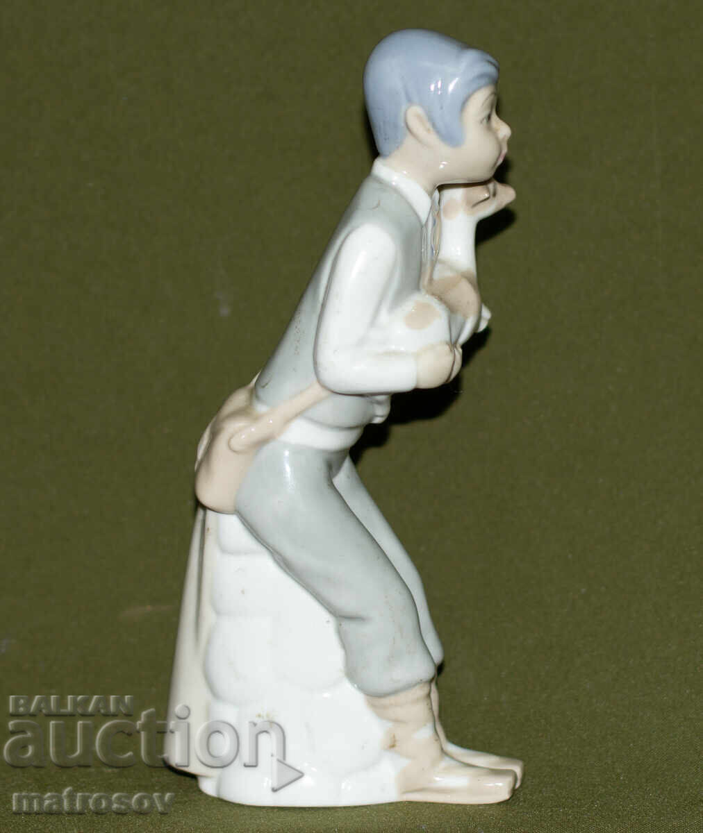 Δημοπρασία Παλαιό ισπανικό πορσελάνινο ειδώλιο αγοριού με κατσίκα