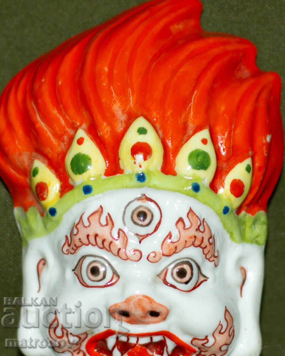 Licitație Masca de porțelan, pictată manual, Zeul focului