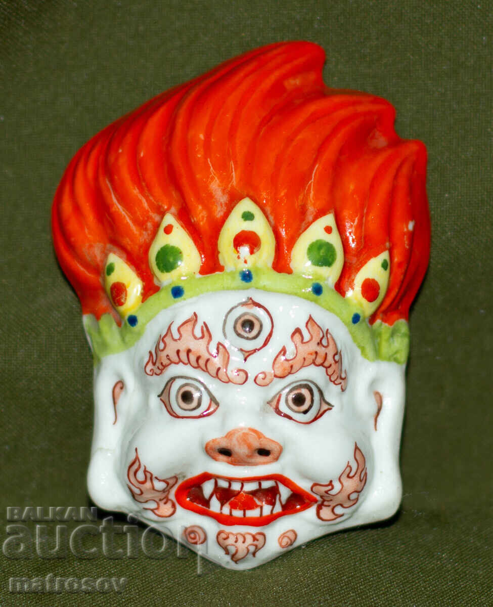 Masca de porțelan, pictată manual, Zeul focului