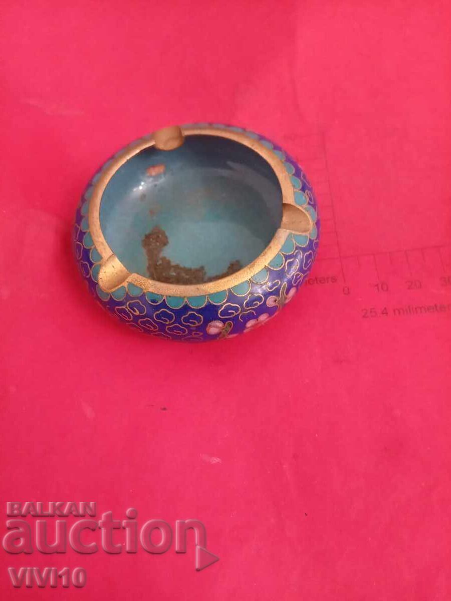 Antique enamel ashtray