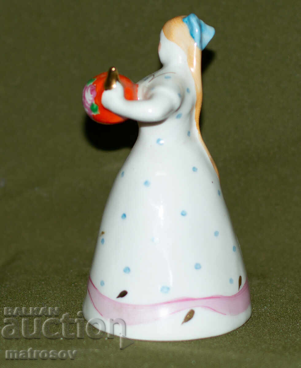 Auction  Russian porcelain figurine of a girl with a cat and a teapot