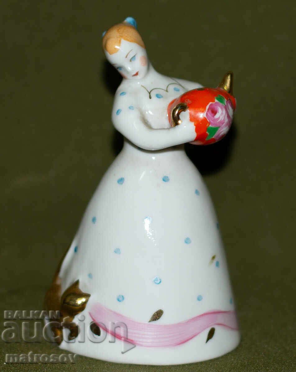 Russian porcelain figurine of a girl with a cat and a teapot - 7