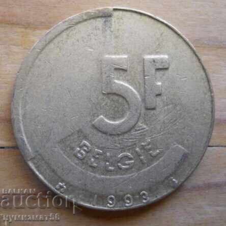 5 francs 1993 - Belgium