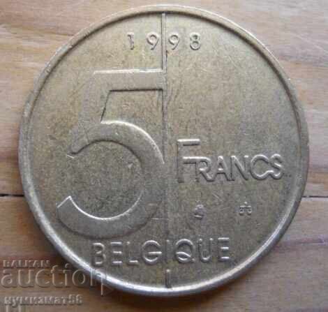 5 франка 1998 г  - Белгия