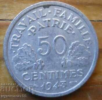 50 сантима 1943 г - Франция (германска окупация) 50 сантима 1943 г - Франция (германска окупация)