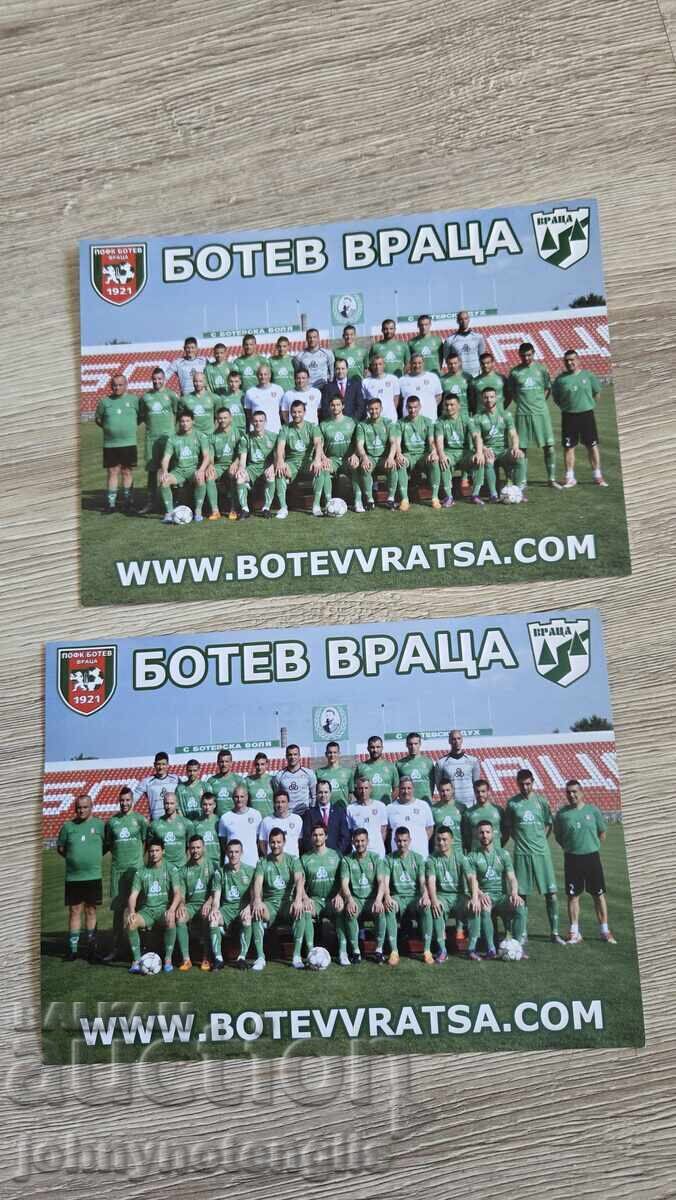 2 cartonașe de fotbal Botev Vrața, din anul 2015/2016