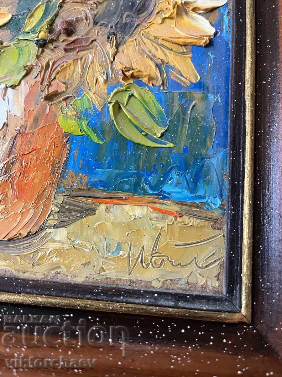 Иван Ангелов (1965 - ) картина - “Слънчогледи” с цена 215.00 лв. | € 109.93