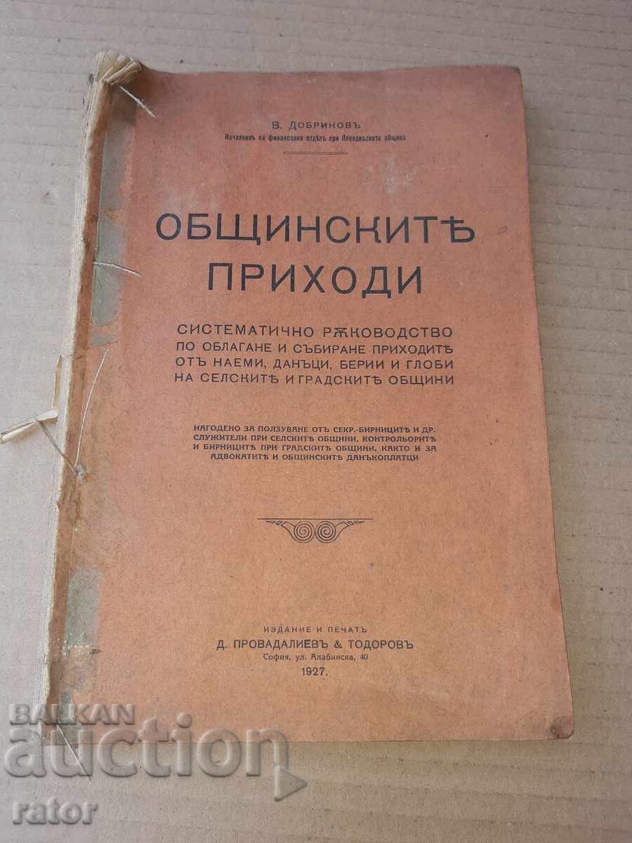 ОБЩИНСКИТЕ ПРИХОДИ  1927 г. Данъци , глоби , такси и други