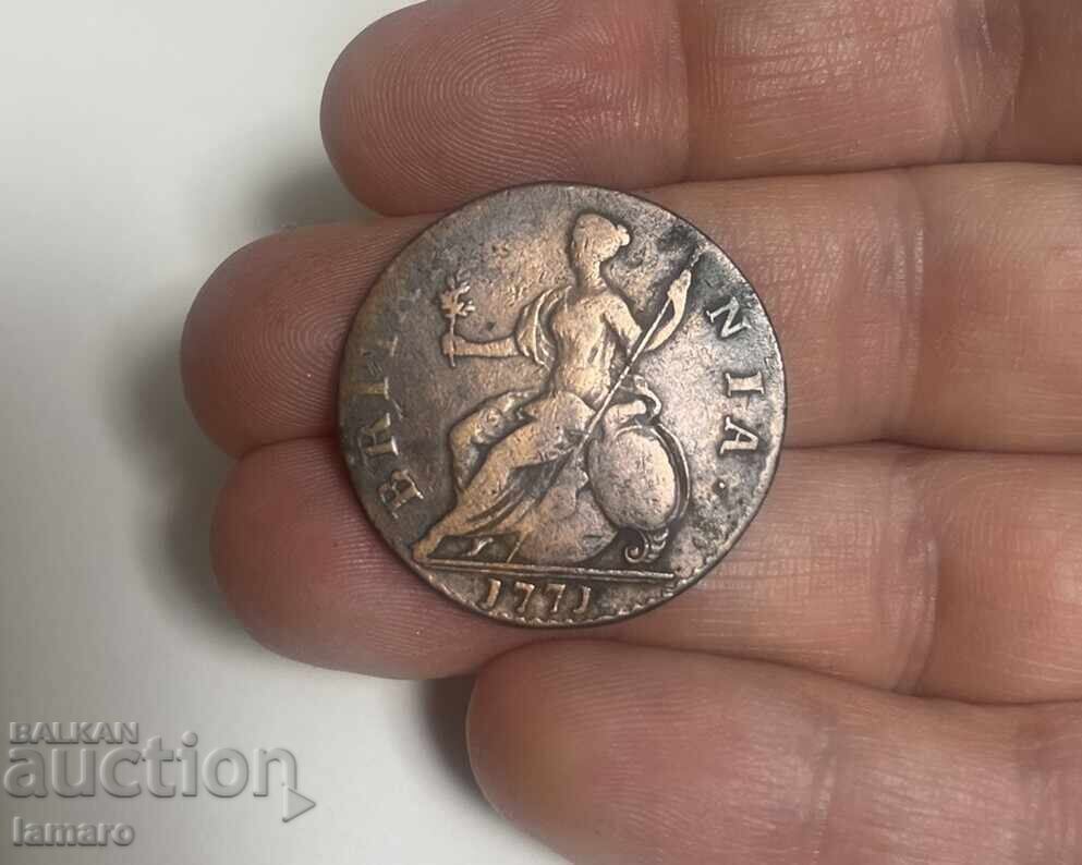Рядка монета от 1771 година половин пени отлично състояние