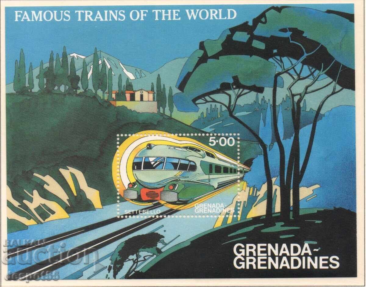 1982. Γρενάδα Γρεναδίνες. Γνωστά τρένα του κόσμου. Μπλοκ