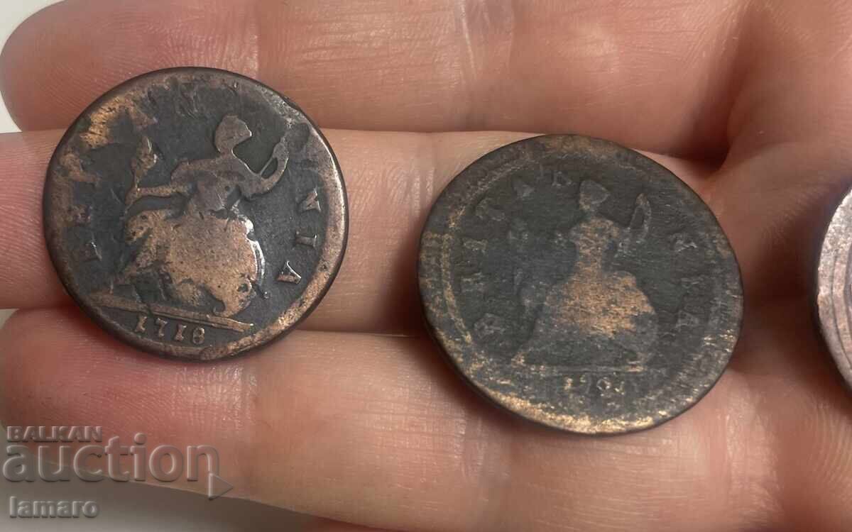 Δημοπρασία Πωλούνται 3 νομίσματα Ηνωμένου Βασιλείου ½ πένες, 1718 και 1724 Δημοπρασία Πωλούνται 3 νομίσματα Ηνωμένου Βασιλείου ½ πένες, 1718 και 1724