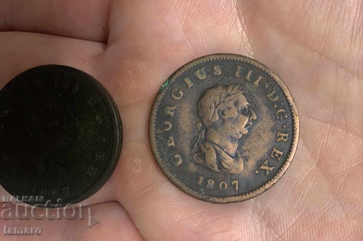 Licitație Vând 2 monede Regatul Unit ½ penny, 1807