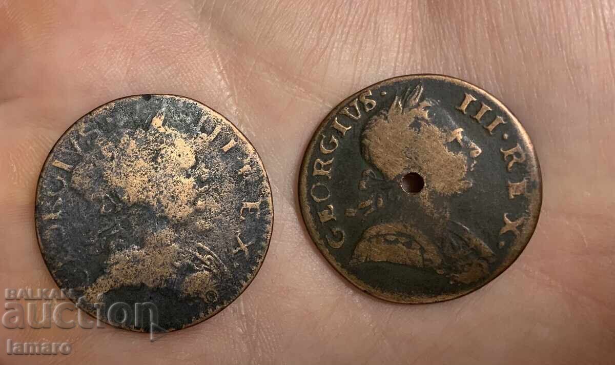 Аукцион Продавам 2 монети Великобритания ½ пени, 1774 и 1775 година Аукцион Продавам 2 монети Великобритания ½ пени, 1774 и 1775 година