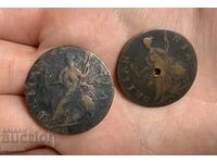 Продавам 2 монети Великобритания ½ пени, 1774 и 1775 година