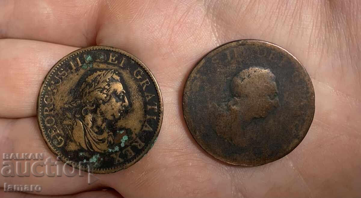 Аукцион Продавам 2 монети Великобритания ½ пени, 1799 година