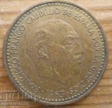 1 песета 1963 г. - Испания с цена 0.60 лв. | € 0.31