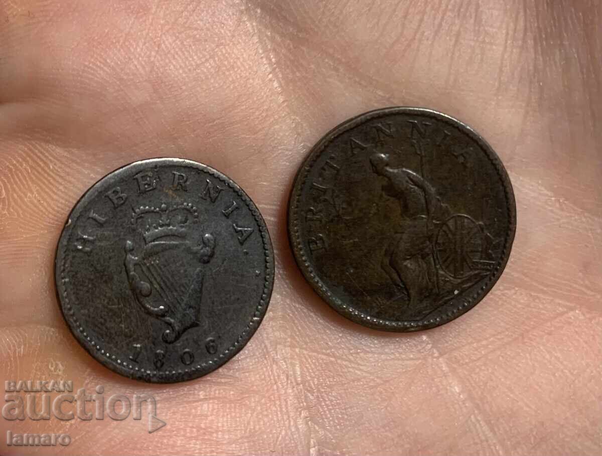 Auction Selling 2 coins Great Britain 1 farthing 1806 year Auction Selling 2 coins Great Britain 1 farthing 1806 year