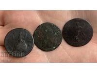 Lot of 3 coins Great Britain 1 farthing 1707, 1710 and 1775