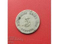 Германия-5 пфенига 1892 Е-Мулденхютен-много рядка