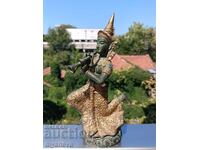 Statuetă de bronz cu aurire a unei zeițe asiatice a muzicii