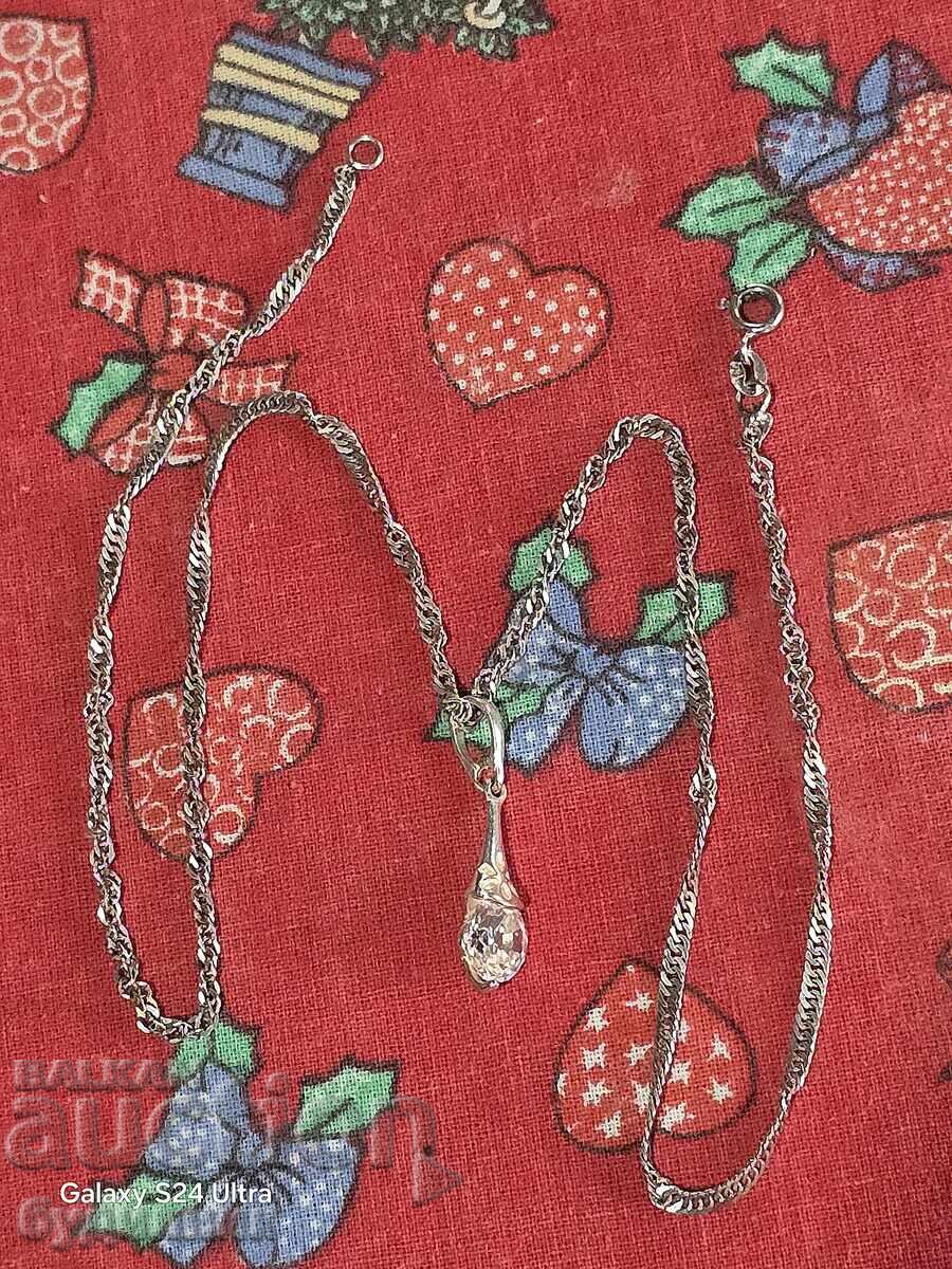 Solid Silver Chain with Pendant. 925 Sterling Silver. 45cm. For Sale Solid Silver Chain with Pendant. 925 Sterling Silver. 45cm. For Sale