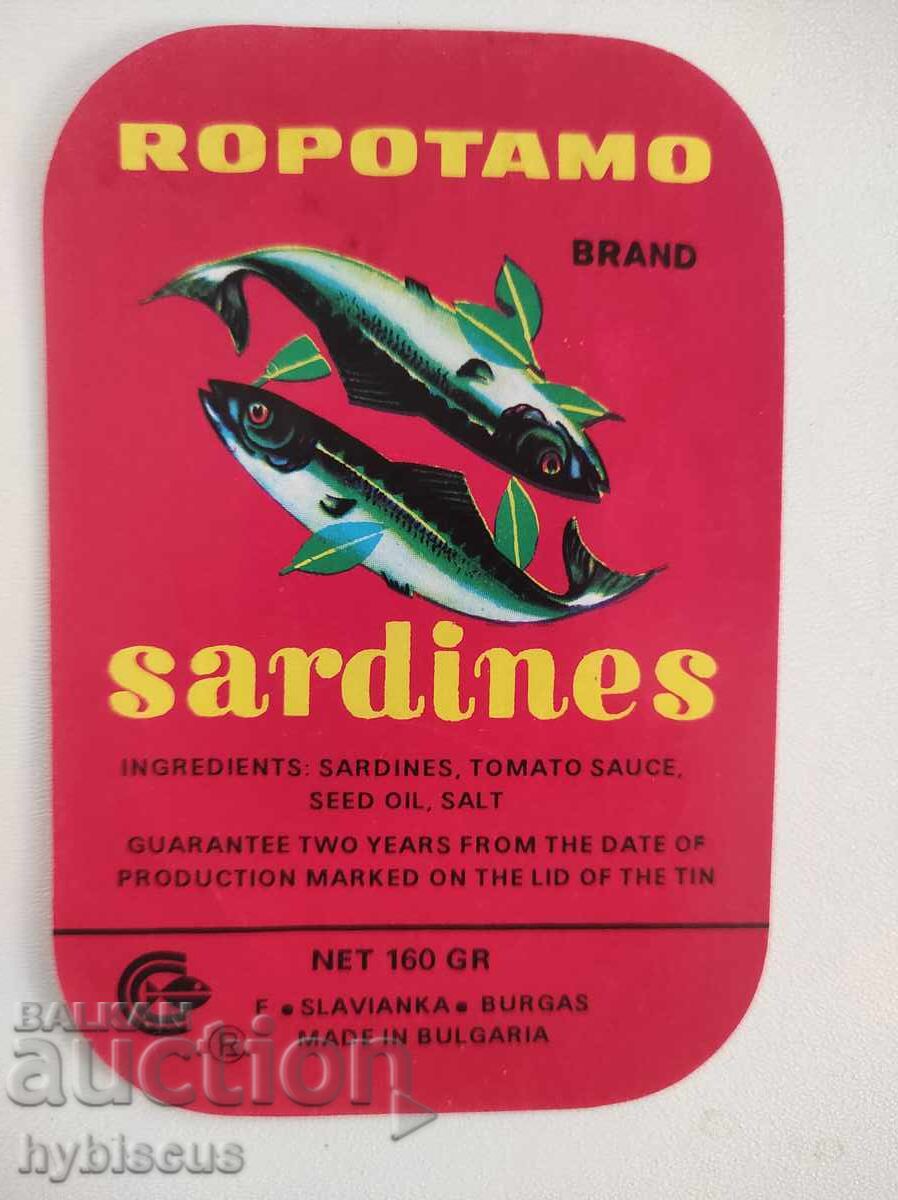 Παλιό χάρτινο ετικέτα, Ροποτάμο Σαρδέλες