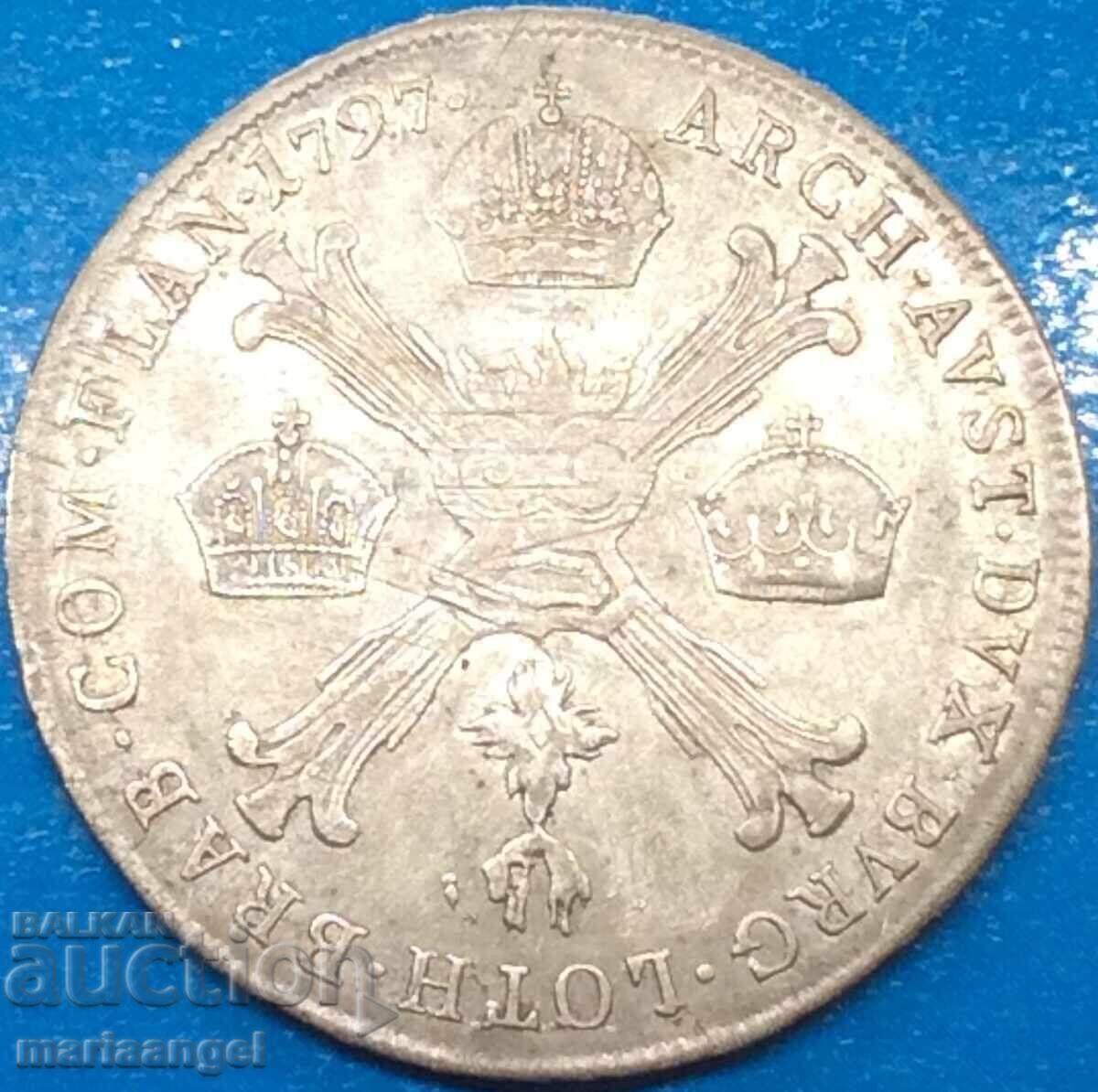 Auction  1/4 thaler 1797 Austria B - Kremnitz Slovakia Franz II Patina