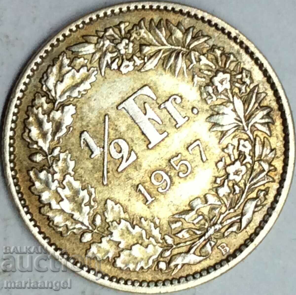 1/2 франк 1957 Швейцария Хелвеция сребро - 6 1/2 франк 1957 Швейцария Хелвеция сребро - 6