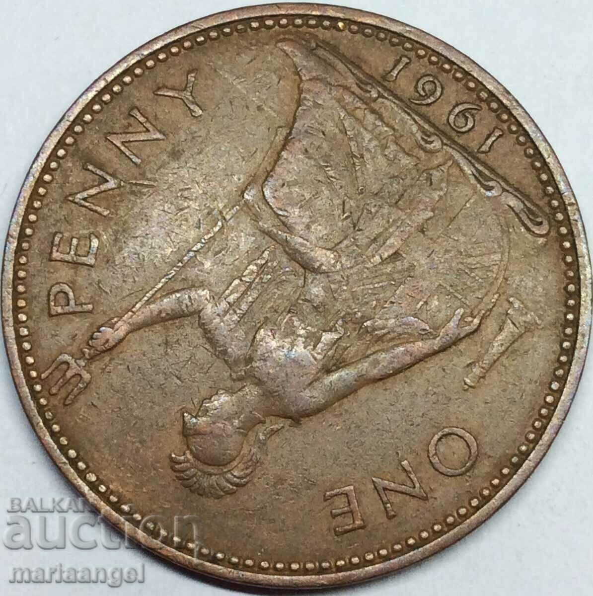 Аукцион Великобритания 1 пени 1961 Елизавета II 30мм