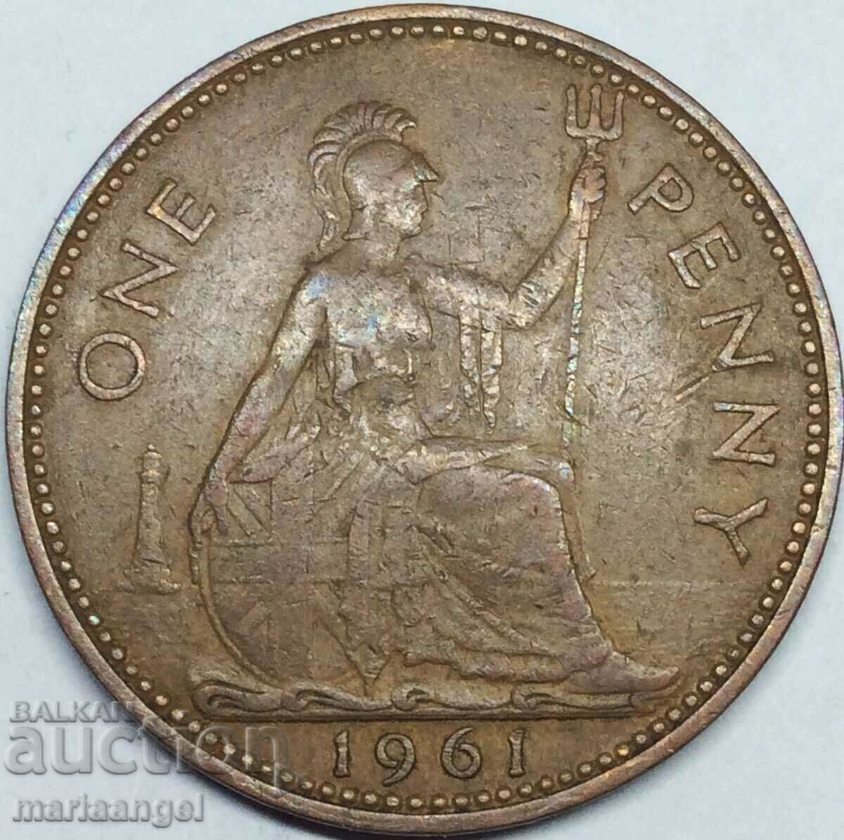 Великобритания 1 пени 1961 Елизавета II 30мм - 7