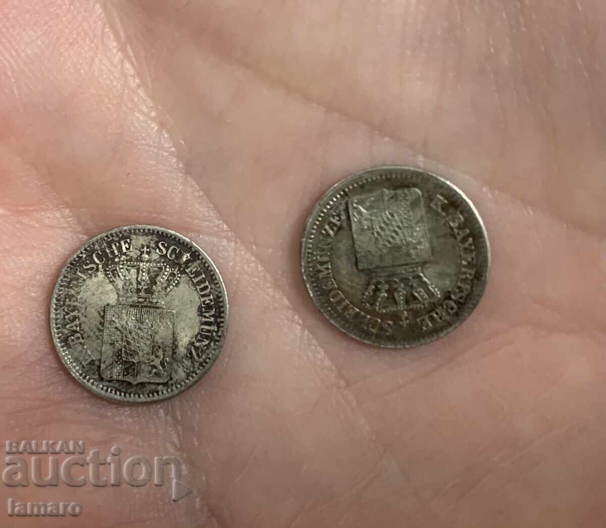 Two silver rare coins 1 kreuzer 1861 and 1862 year with price 60.00 BGN | € 30.68