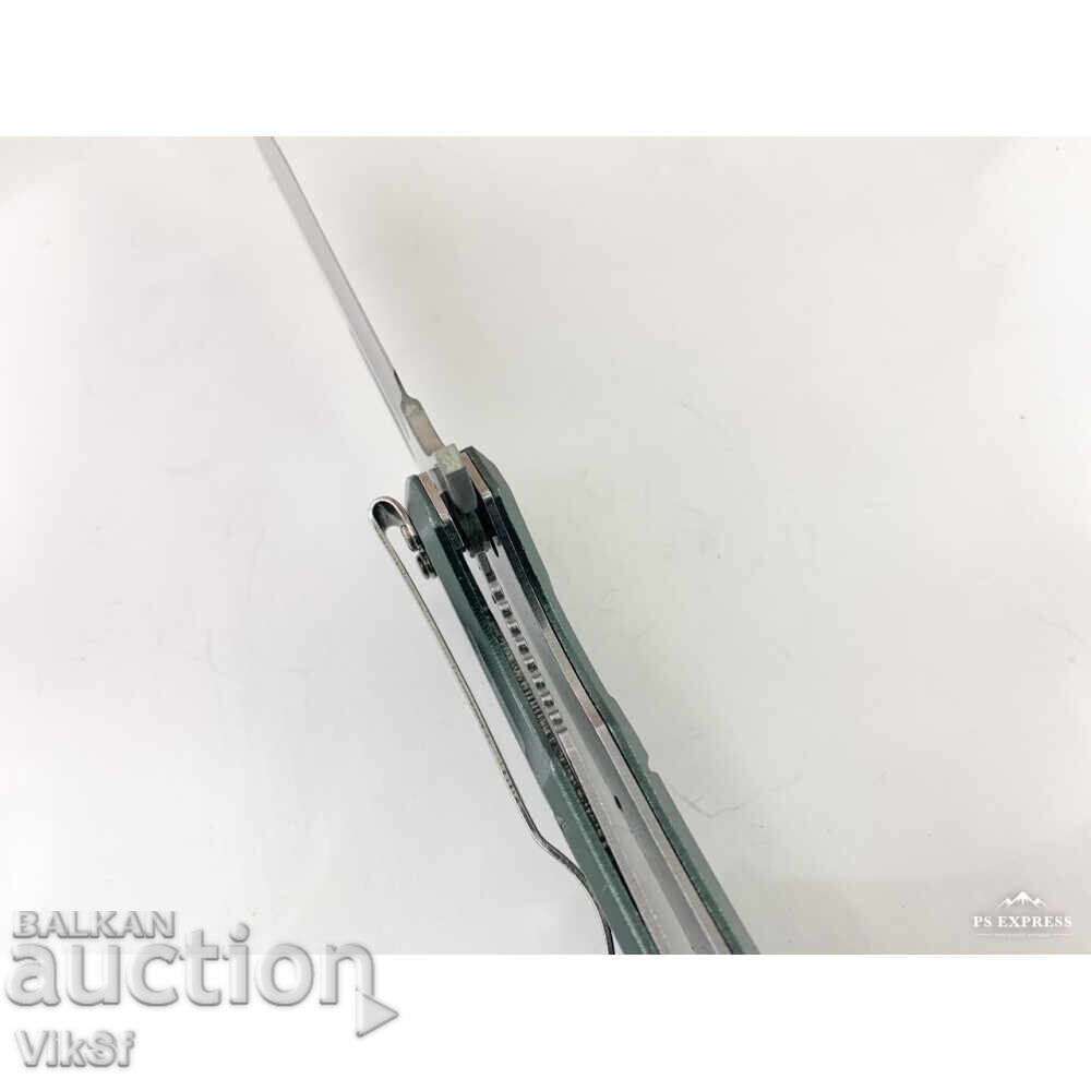 Folding automatic knife with green aluminum handle - 6